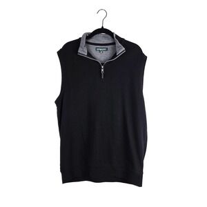 Fairway & Greene Men's Black Gray Pima Cotton 1/4 Zip Golf‎ Vest Size Medium